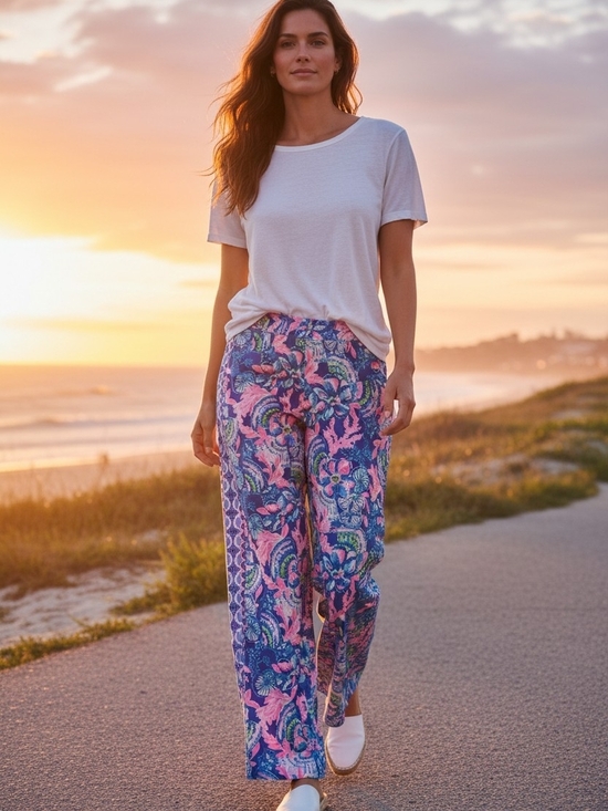 Lilly Pulitzer Pants - Lilly Pultizer Bal Harbour Women’s Palazzo Pants Blue Tang Seaside EUC XL